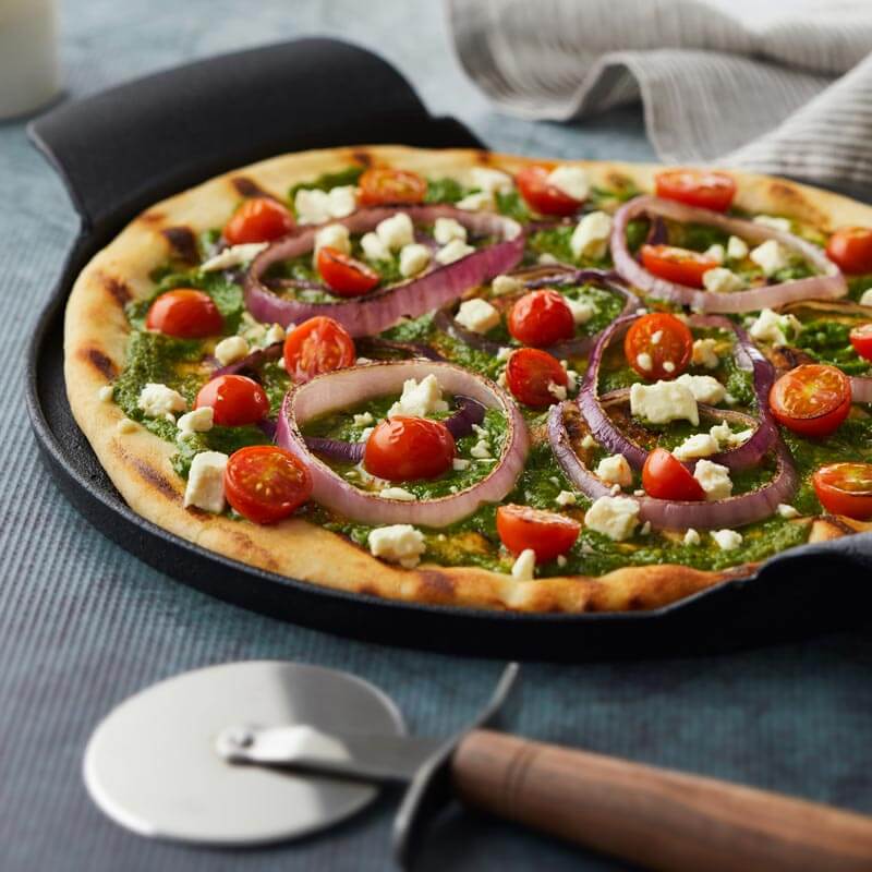 NatureSweet® Glorys® Smoked Tomato Pizza with Pesto, Grilled Onions, and Feta Cheese
