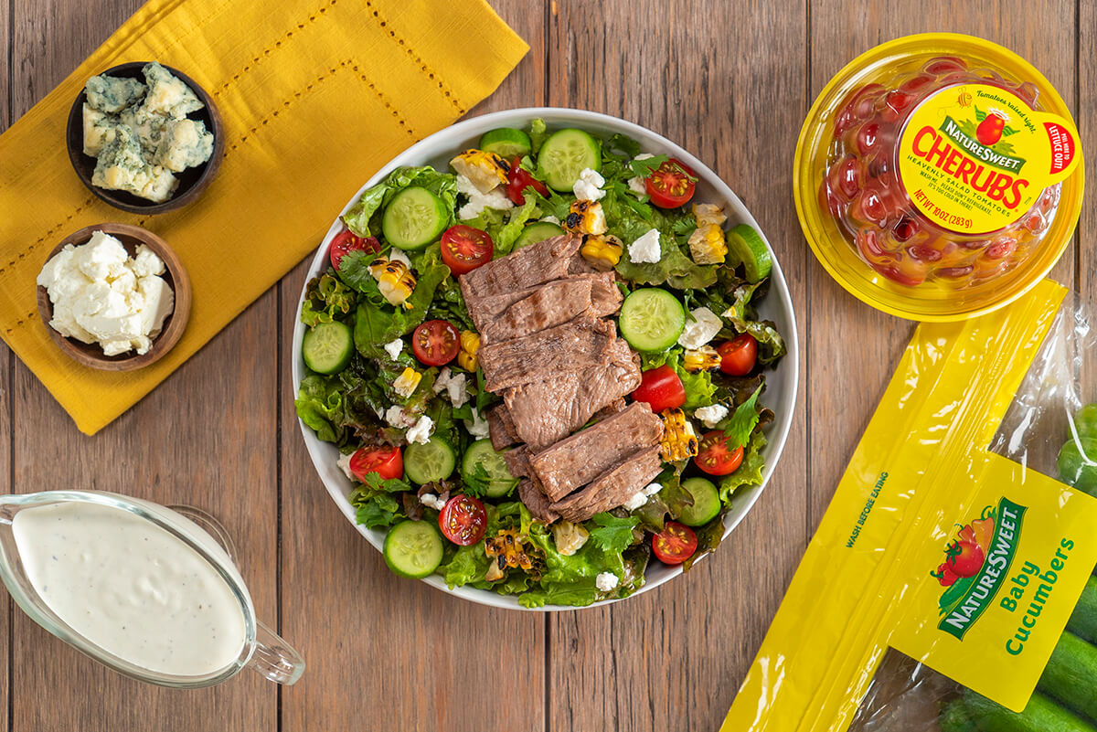 Skirt Steak Salad With Cheese Dressing Naturesweet 7896