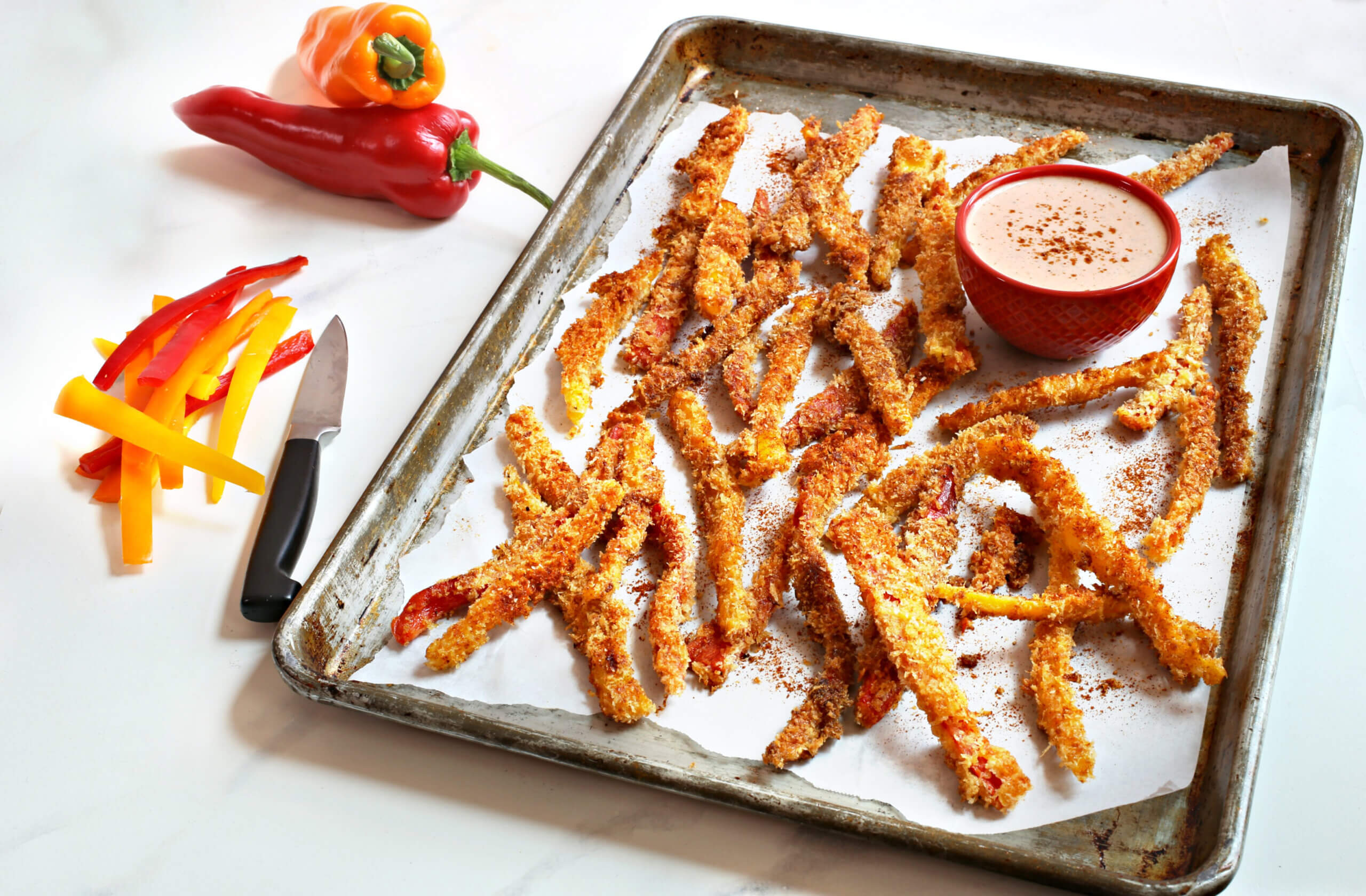 Sweet Italian Pepper Fries with Spiced Pepper Comeback Sauce NatureSweet